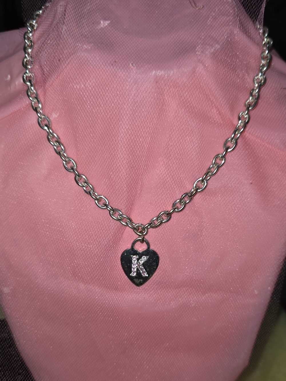 Silver Heart Initial 'K' Necklace - Personalized Women’s Jewelry